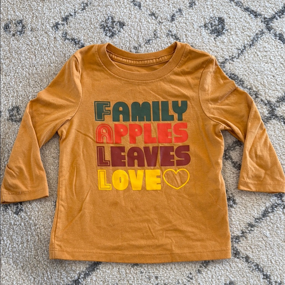Cat & Jack Brown Long Sleeve Tee with Autumn Theme